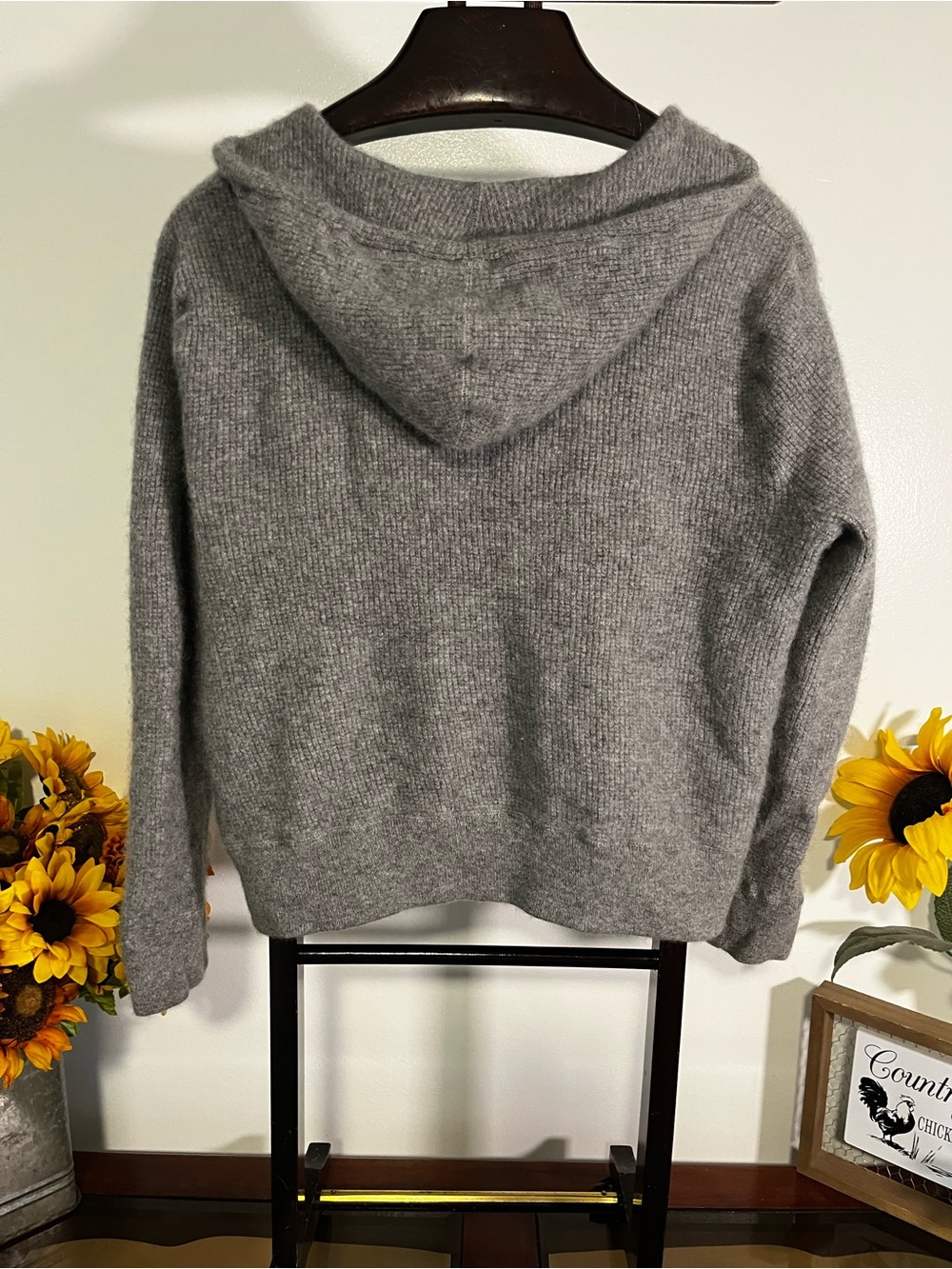Polo Ralph Lauren 100% Cashmere Zip Hoodie Sweater Gray Women’s - Picture 6 of 7